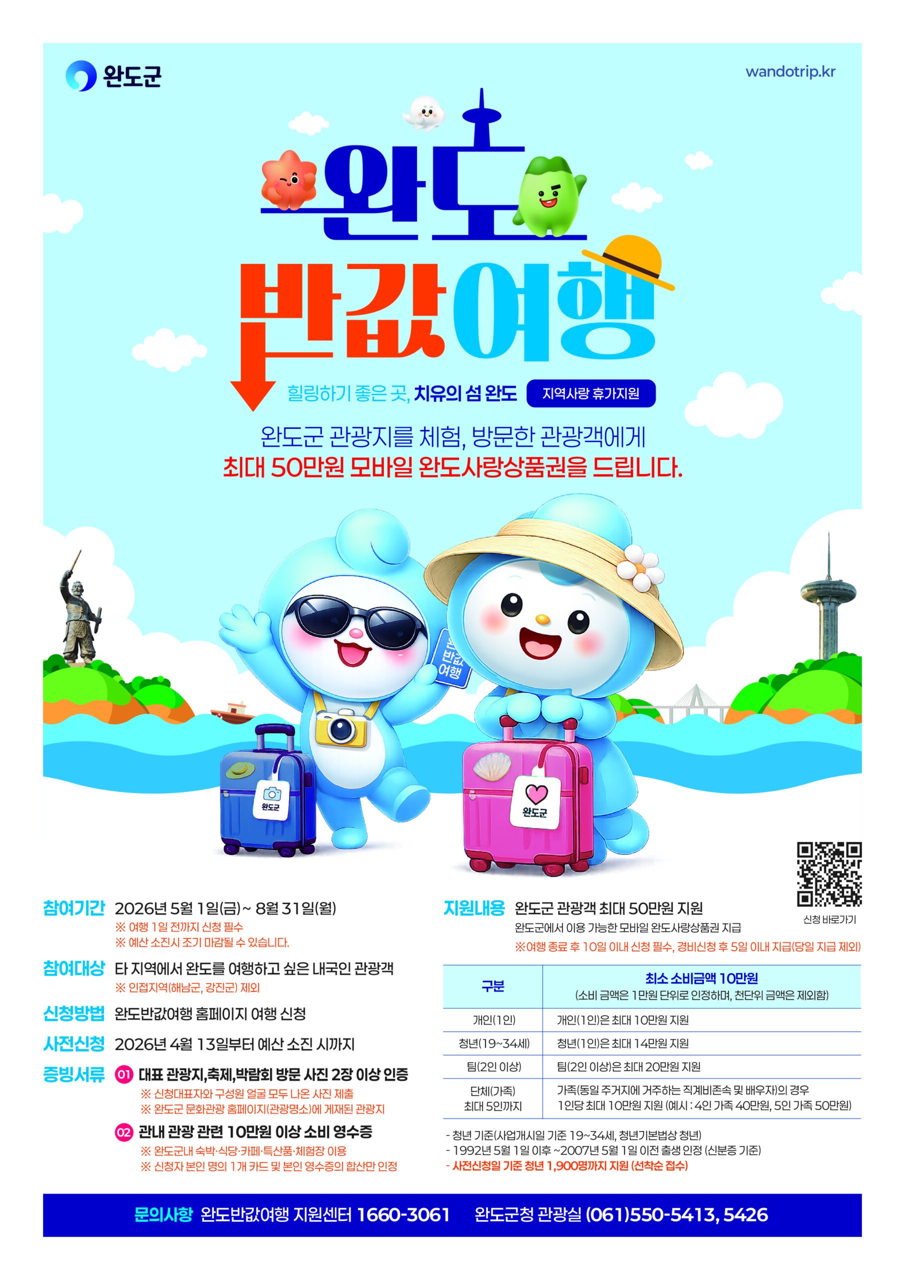 완도군 반값 여행 안내포스터